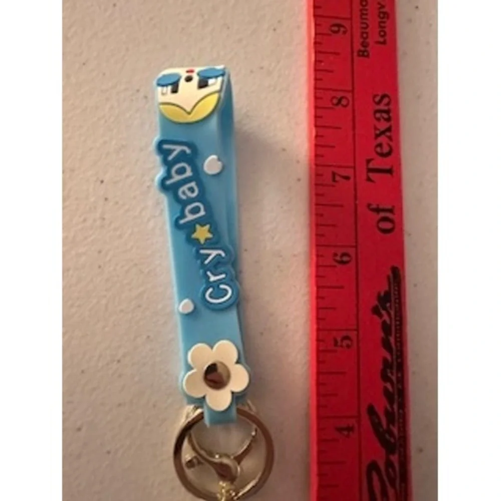Crybaby Blue Crying Girl Keychain Wristlet Strap Bag Charm Accessory